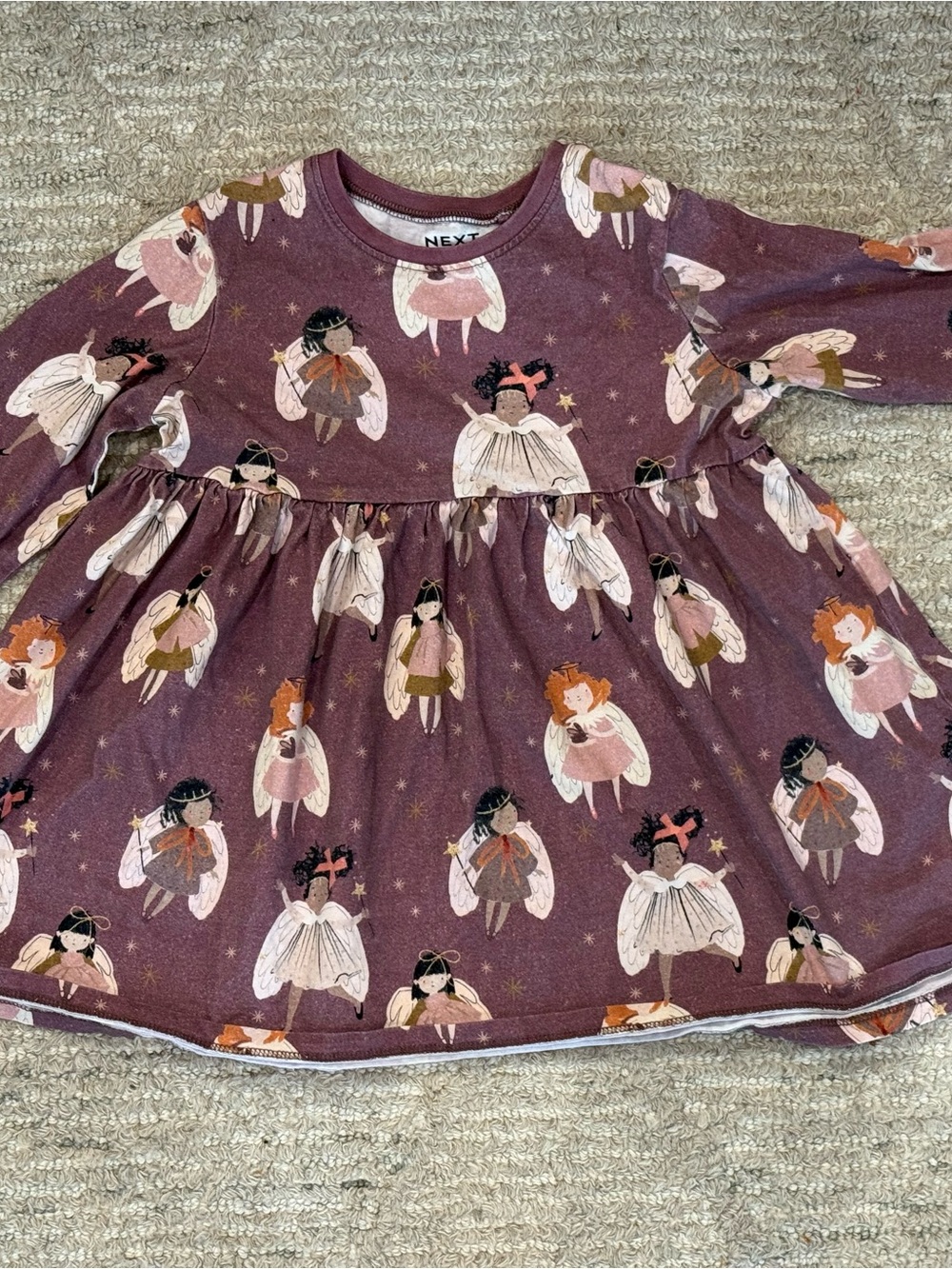 next Mauve Fairy-Print Long Sleeve Dress